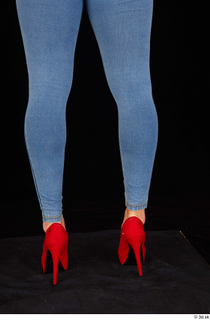 Daisy Lee blue jeans calf casual dressed red high heels…